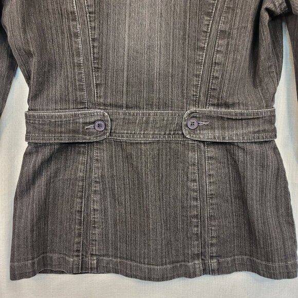 KiKit Maurice Sasson Womens Gray Denim Blazer Jacket M Cotton Light Distress - Picture 3 of 11